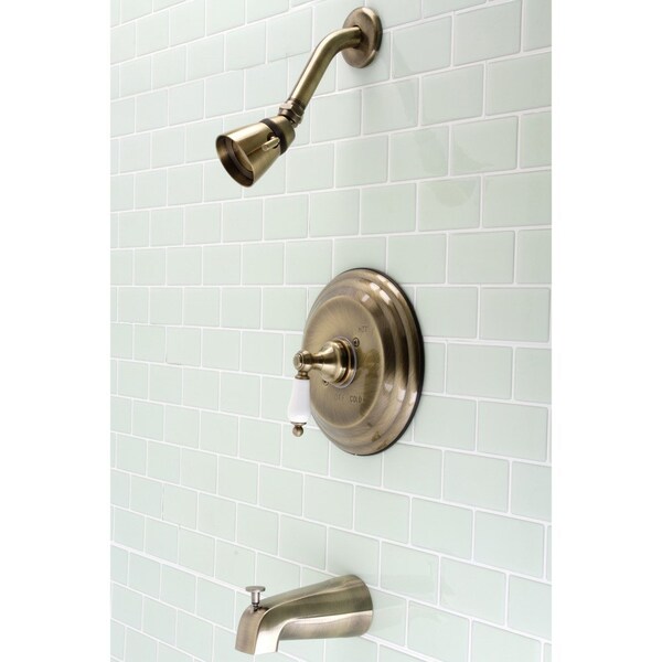 Tub And Shower Faucet, Antique Brass, Wall Mount